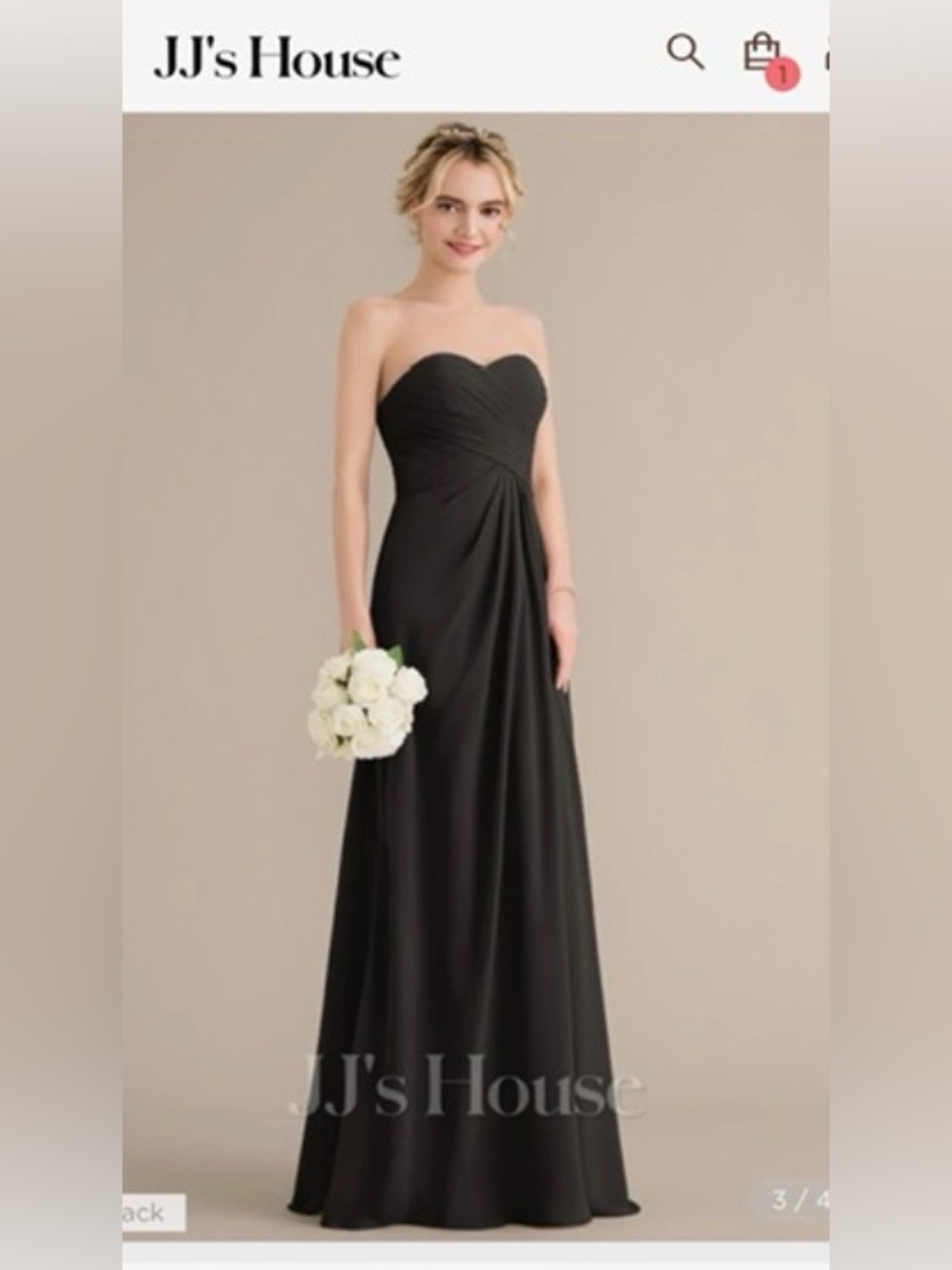 JJs House Strapless Black Sweetheart A-Line Gown